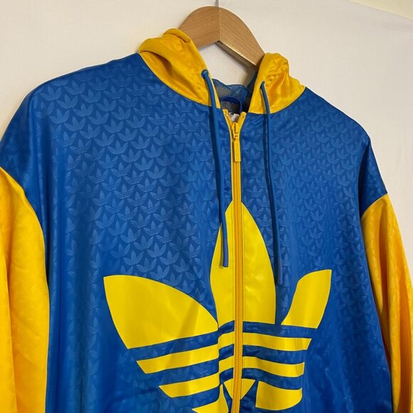 NWT Adidas Originals Adicolor 70s Colorblock Windbreaker Blue/Yellow Medium - Picture 4 of 10